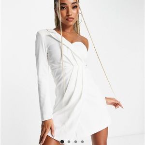 Unique21 one sleeve blazer dress in white